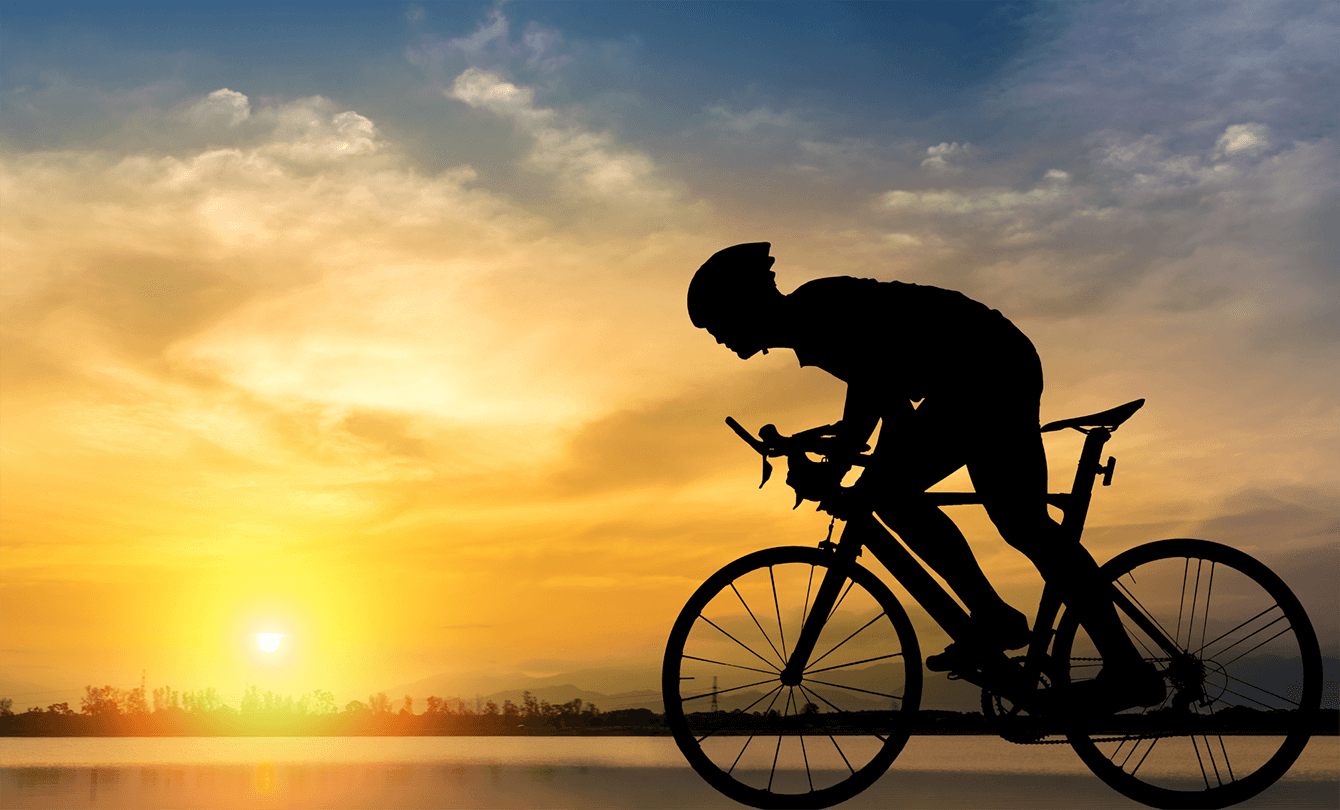 bicycling at sunset